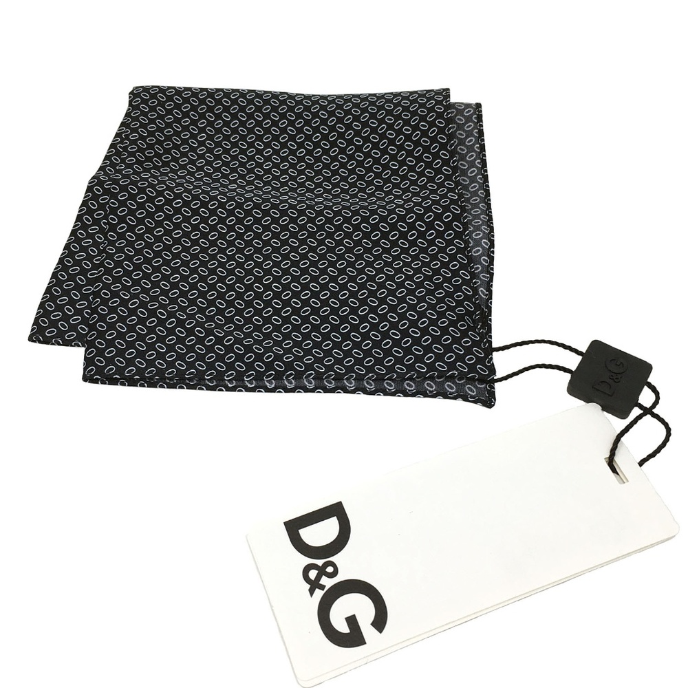 NWT Dolce & Gabbana D&G Black Silk Pocket Square